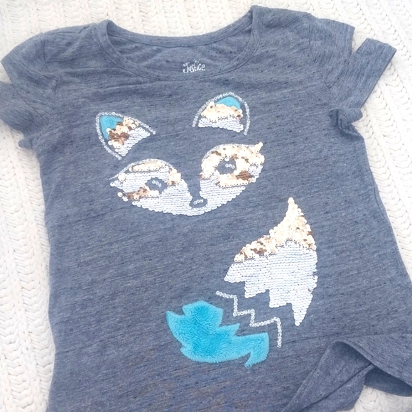 Justice Girls Fox Shirt Sequins - Picture 1 of 7